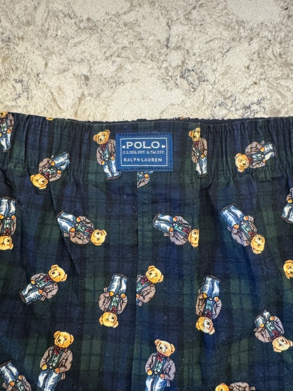 Vintage Men's Polo by Ralph Lauren Medium Plaid Boxer Shorts with Teddy Bears